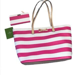 💕Kate Spade Striped Tote with Bifold Wallet💕